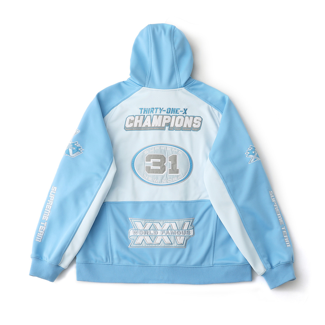 Supreme 458 WEEK16 Football Zip Up Hooded Sweatshirt Floral Embroidered Logo Mens Womens : Black White Red Sky Blue S M L - Image 21