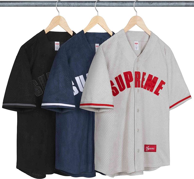 Puma 258 24SS ULTRASUEDE MESH BASEBALL JERSEY/SHOPT Suede Short Sleeve Black Light Grey Navy S M L