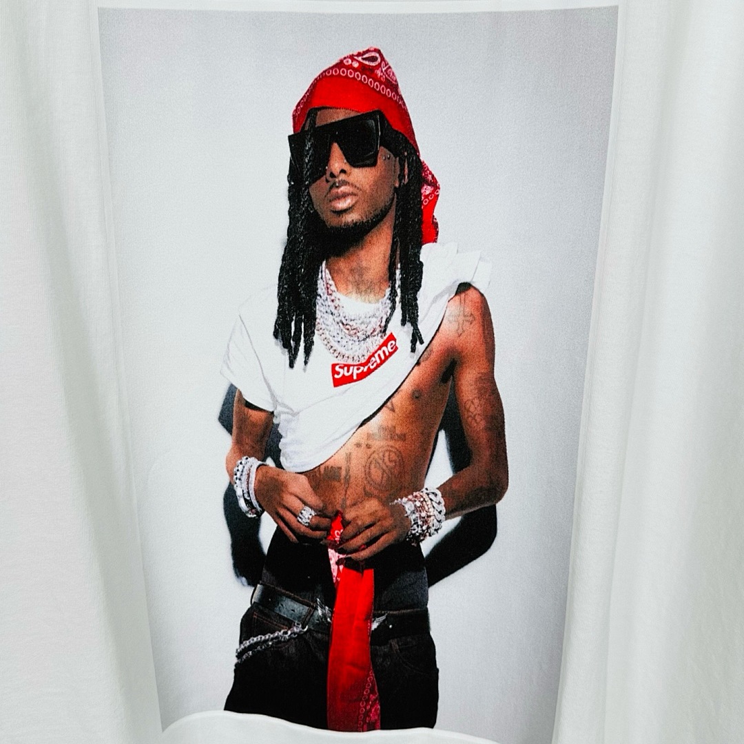 Supreme 138 Khaki T FW25 PLAYBOI CARTI PHOTO TEE Patch Print Short Sleeve Black White S-XL - Image 8