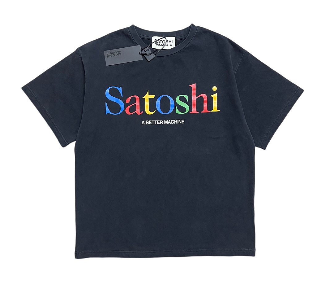 Unbranded 138 Satoshi Nakamoto Color Gradient “Satoshi” Print Short Sleeve T Washed Black S M L