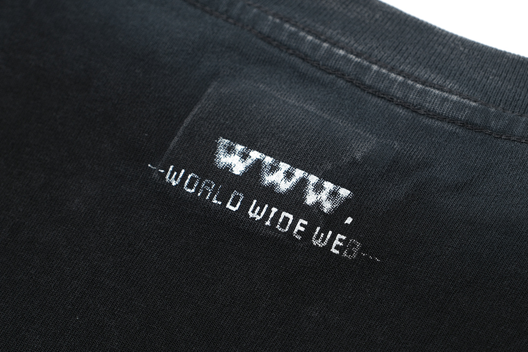 Unbranded 128 PANQ WORLD WIDE WEB Washed Print Short Sleeve T Grey Black S-L 8002# - Image 6
