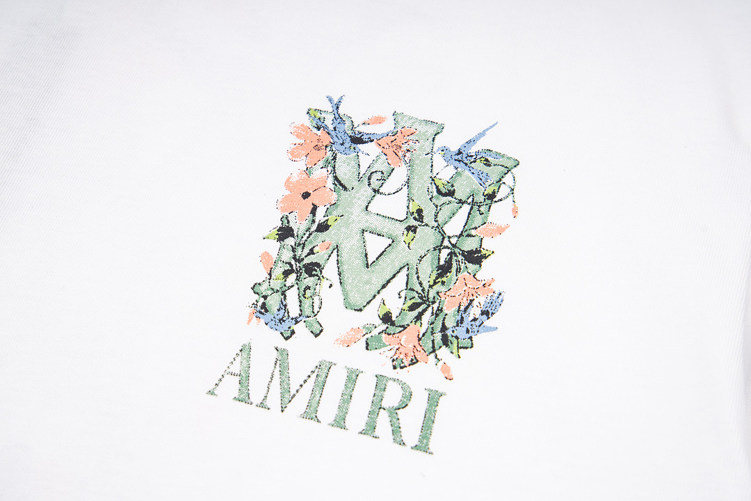 AMIRI 118 Logo Floral Print Short Sleeve T Black White S M L XL 9938# - Image 19