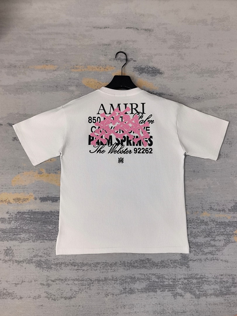 AMIRI 118 Wide Version Model Short Sleeve T Logo Print High Wind Black White S M L XL 9908# - Image 30