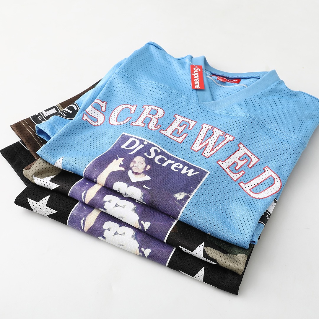 Bape 258 DJ Screw Collab SS26 Football JerseyV Collar Print : Black Camo Sky Blue S M L - Image 18