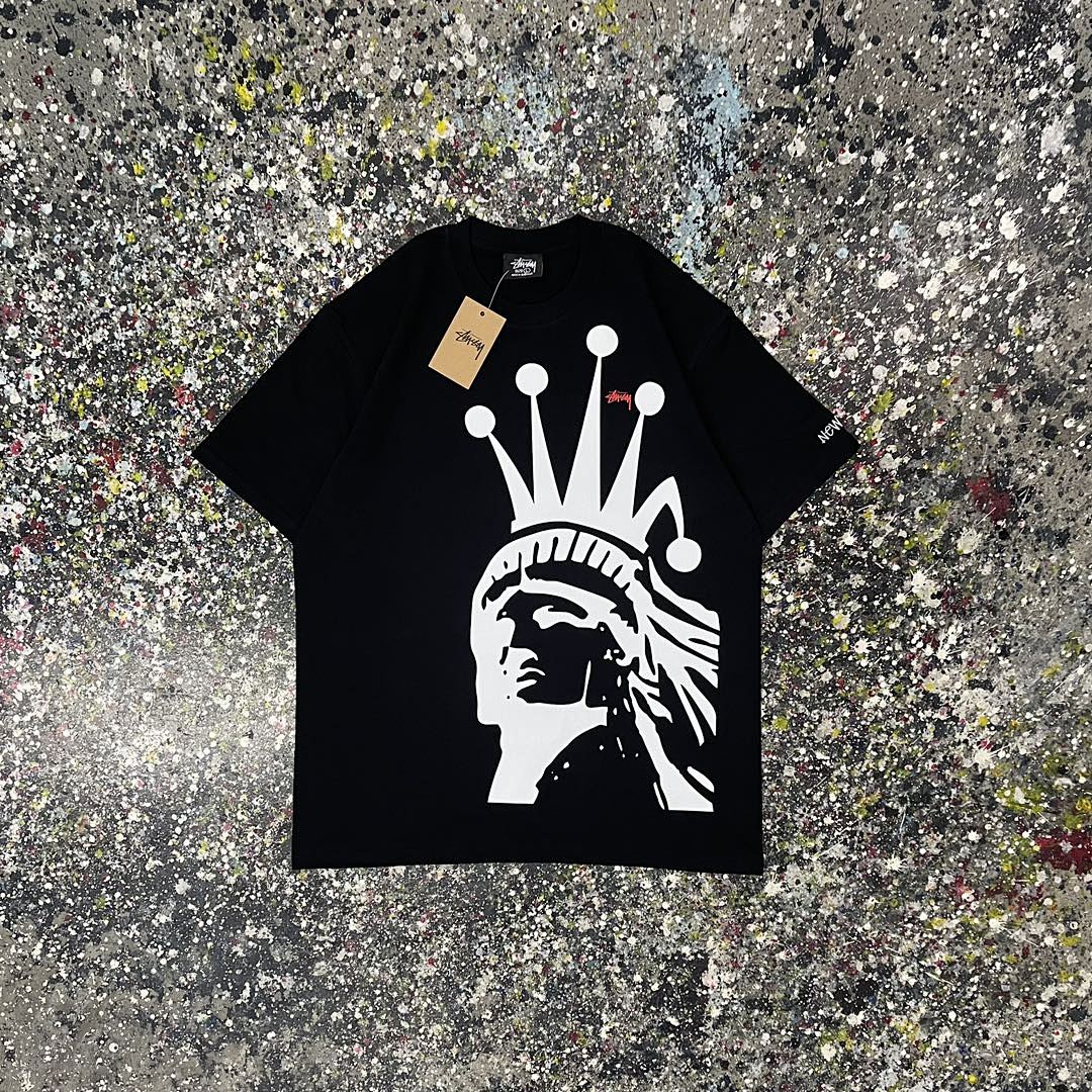 Stussy 108 Stu Statue Of Liberty Print Short Sleeve T : Black White Grey S Ｍ L XL XXL - Image 3