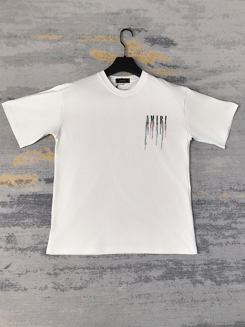 AMIRI 118 Wide Version Model Short Sleeve T Logo Print High Wind Black White S M L XL 9905# - Image 30