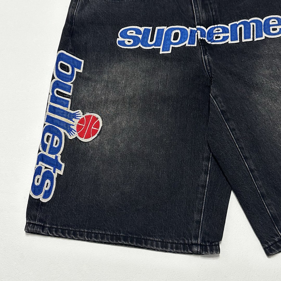 Supreme 358 Mitchell & Ness SS26 Bullets Baggy Denim Short - Image 8