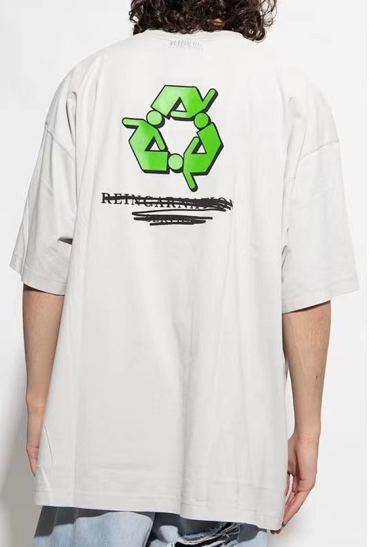 Unbranded 128 New VETEMENTS VTM Stress Print Collar Short Sleeve Water Grey XS-L Diamond 3813# - Image 15