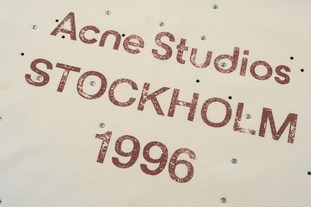 Acne Studios 138 AC Diamond LOGO Print Short Sleeve T White Grey Pink S-XL 8056# - Image 25