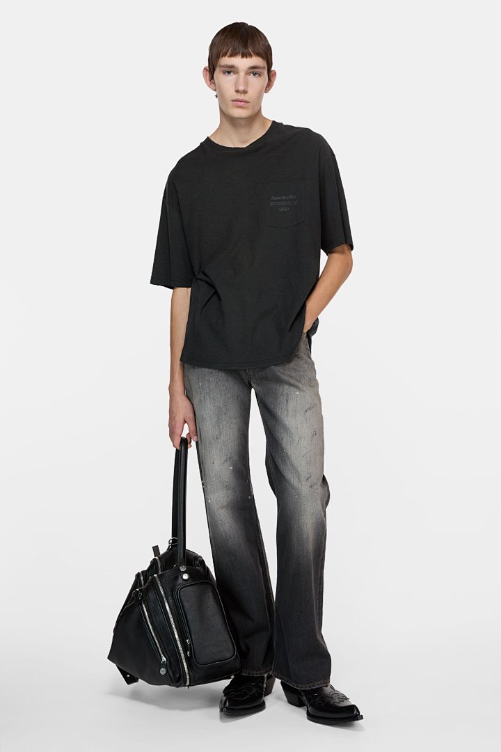 Acne Studios 118 AC LOGO Print Short Sleeve T Black White Brick Red S-XL 8096# - Image 50