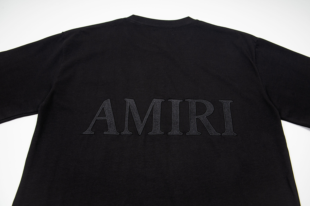 AMIRI 118 Wide Version Model Logo Embroidered Short Sleeve T Black Grey Cream Apricot S M L XL 9941# - Image 6