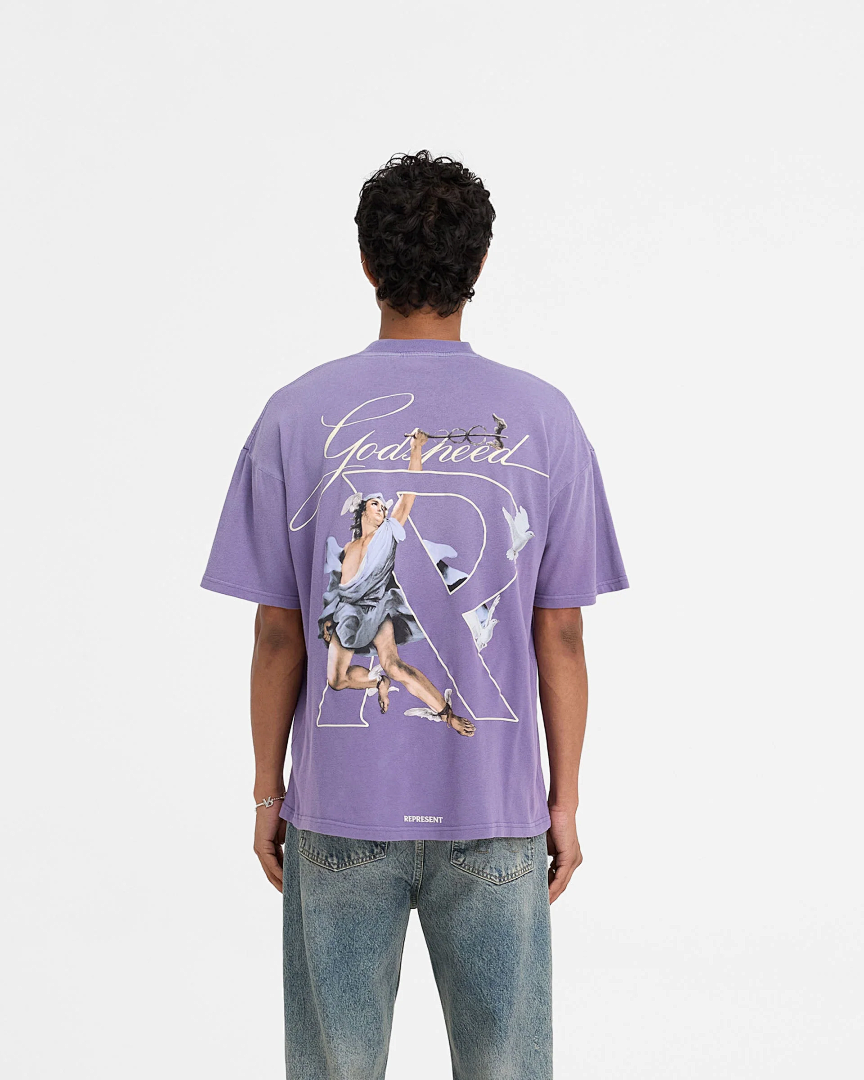 Represent ON SALE58 Represent Hermes T-Shirt And Sky Print Short Sleeve T : Black White Purple S M L - Image 14