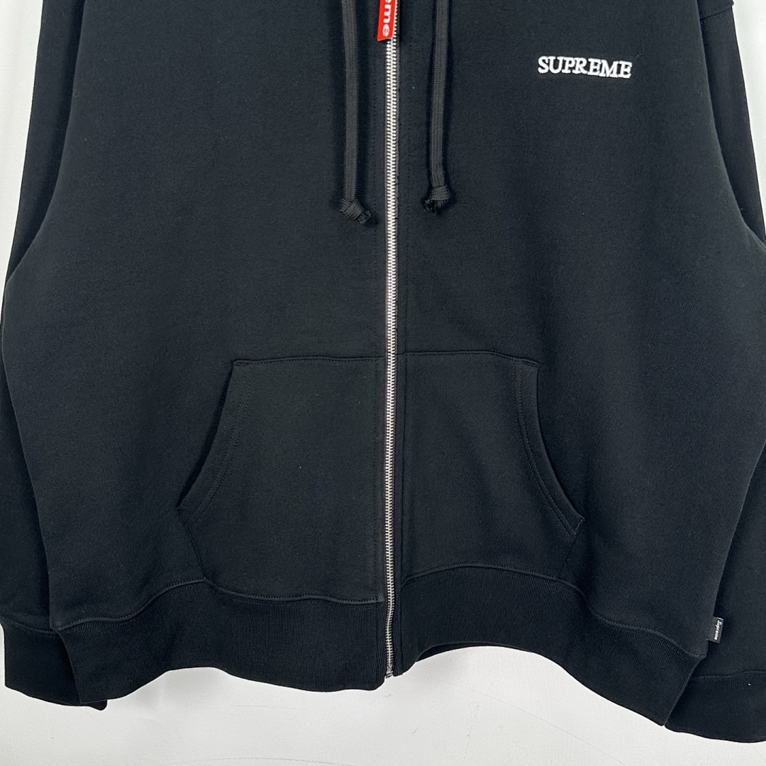 Supreme 378 FW25 IDGAF ZIP UP HOODED Embroidered (Black Grey) - Image 6