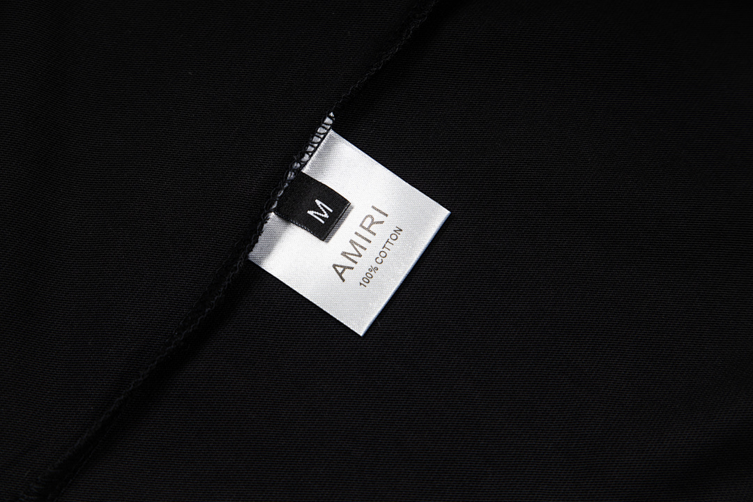 AMIRI 118 Wide Version Model Short Sleeve T Logo Print High Wind Black White Apricot S M L - Image 32