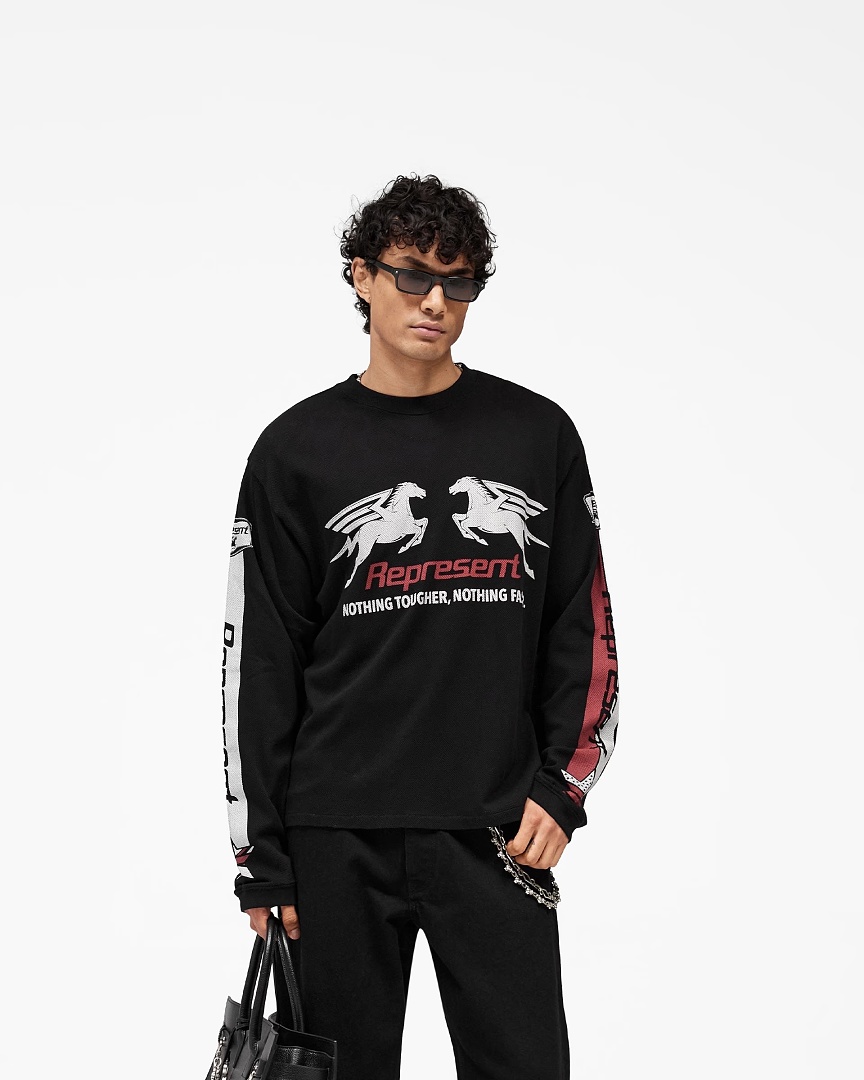 Represent 138 REP Long Sleeve : Black White S M L - Image 21