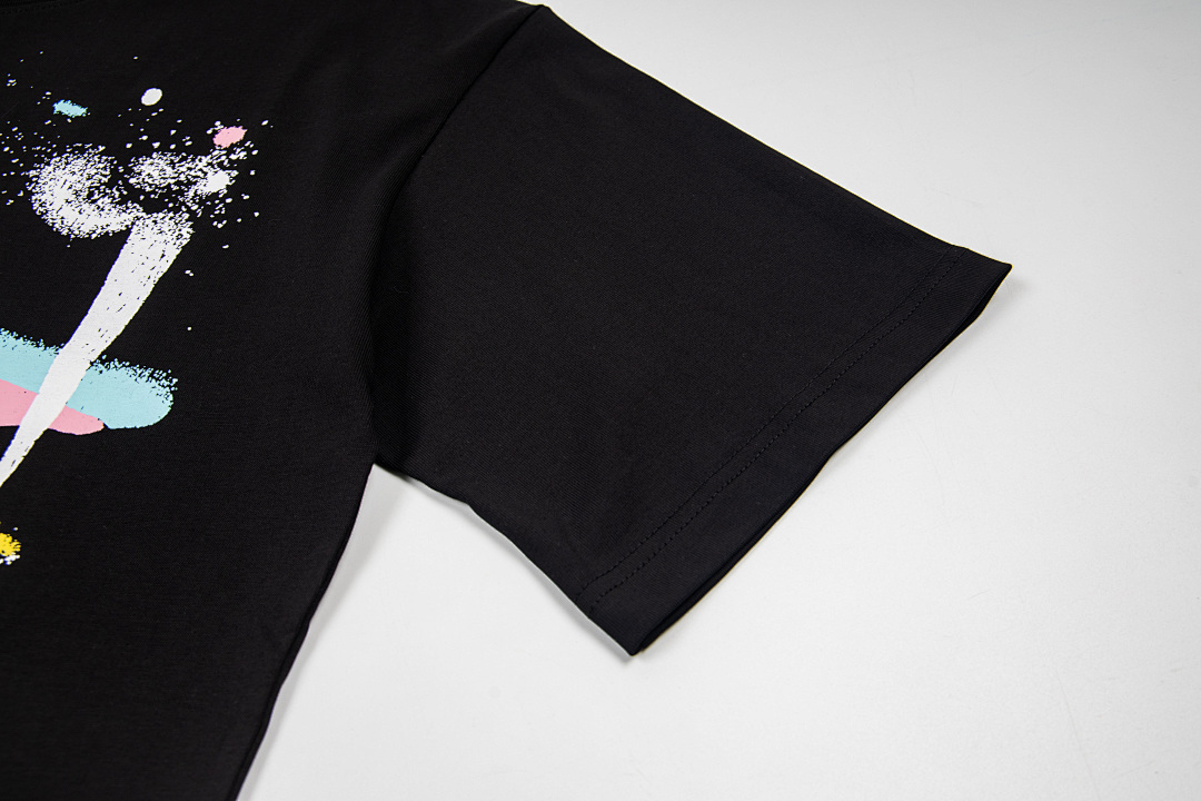 AMIRI 118 Wide Version Model Short Sleeve T Logo Print High Wind Black S M L XL 9902# - Image 9