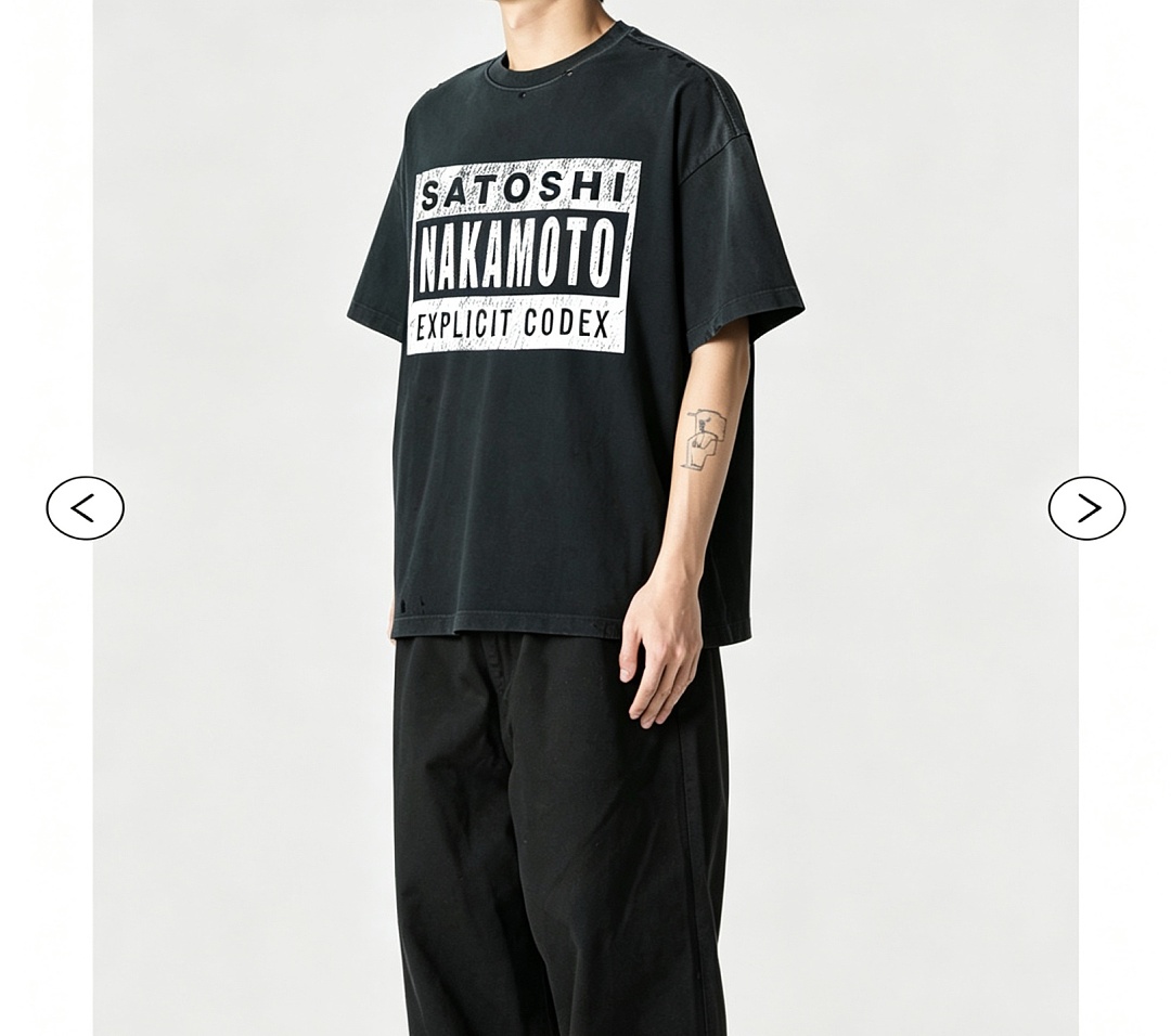 Unbranded 128 SATOSHI NAKAMOTO Print T : Washed Black S M L - Image 11