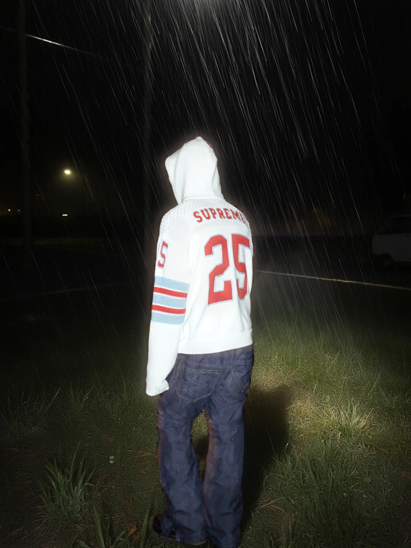Supreme 538 SS25 FOOTBALL HOOD SWEATER Fleece Black White Blue S-XL - Image 70