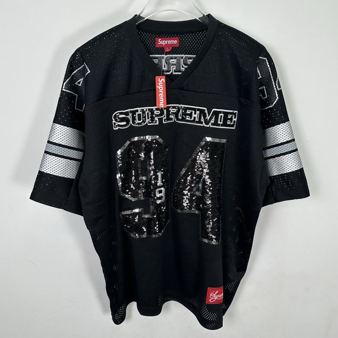 Supreme 258 SEQUIN FOOTBALL JERSEY Embroidered Black S-XL - Image 4
