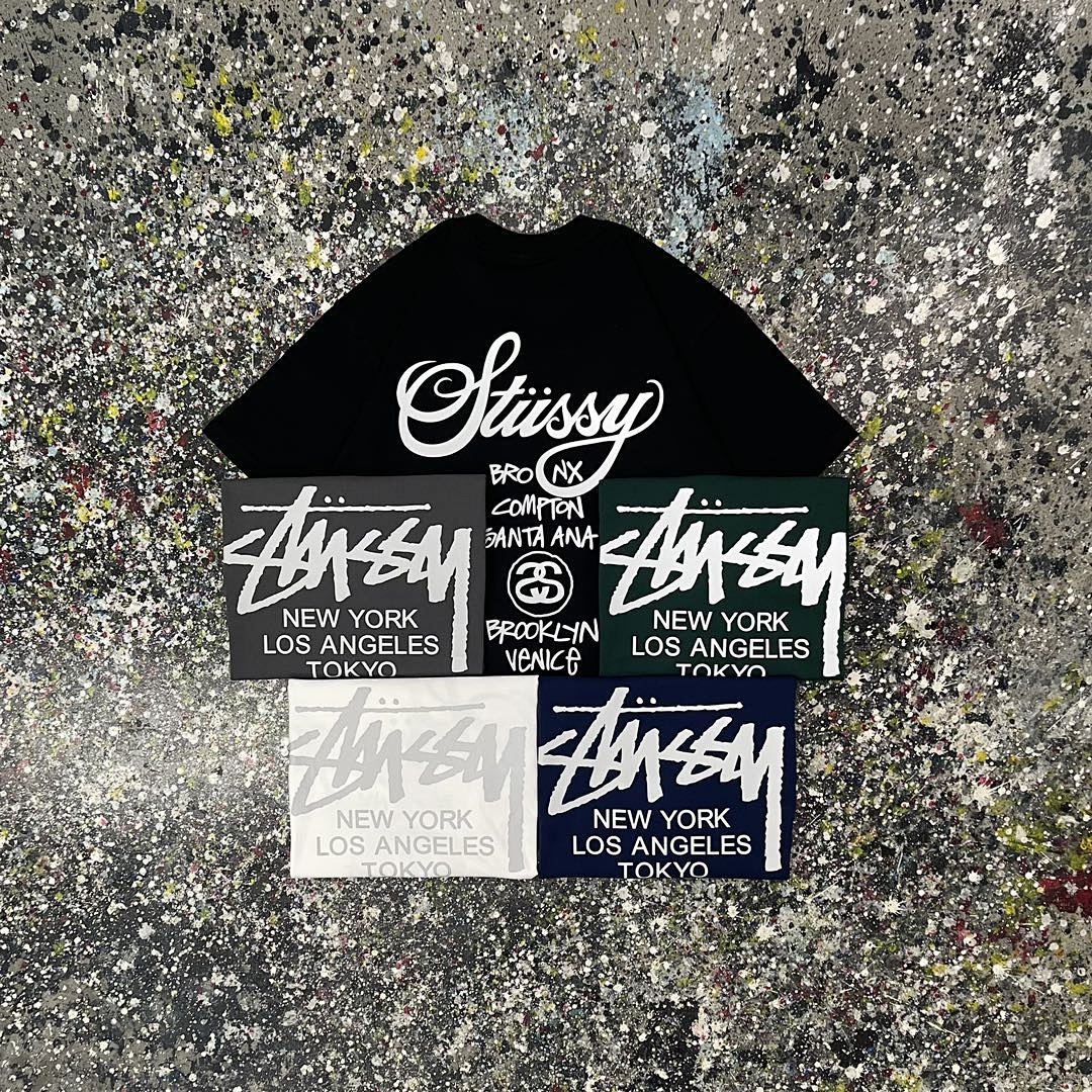 Stussy 108 Stu Light Print Short Sleeve T : Black White Grey Green S M L XL XXL