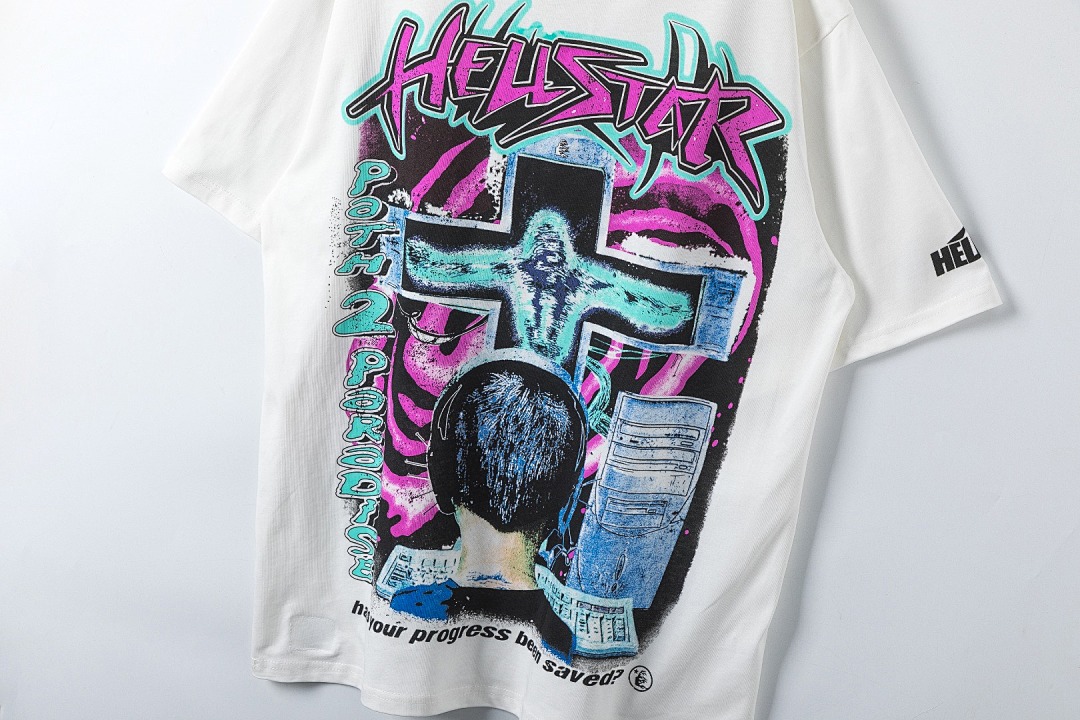 Off-White 128 Hellstar Path 2 Online T-Shirt Mens Electric Womens Solid Cotton Short Sleeve T Off White S-M-L_XL - Image 10