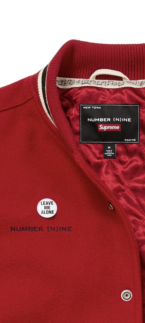 Supreme 568 NUMBER INE Cream Classic Collab MICKEY VARSITY JACKET / Red Black S (N) - Image 39