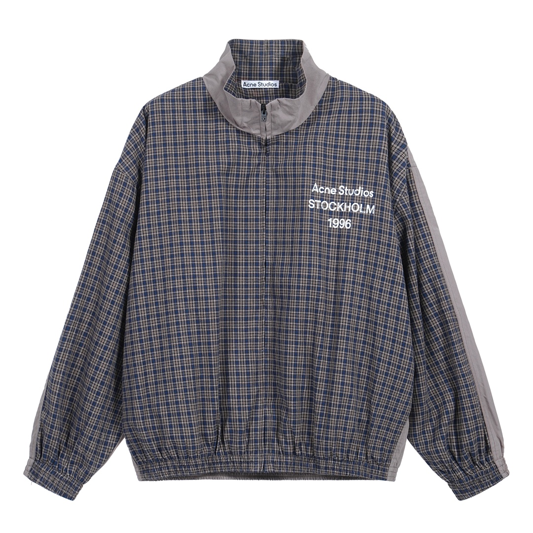Acne Studios 298 AC Print Patchwork Wind Blue Grey S-XL 3397#