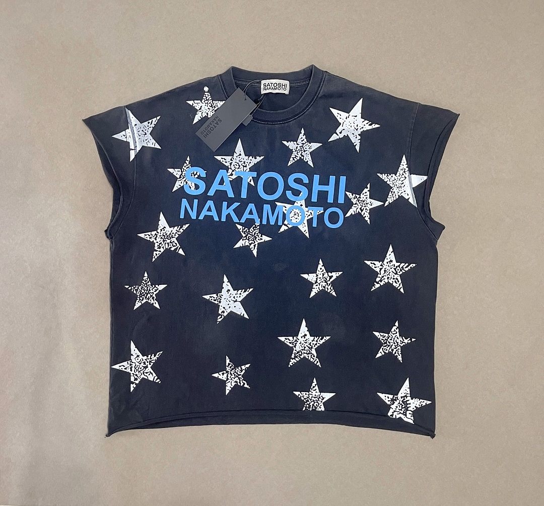 Unbranded 128 Satoshi Nakamoto Star Short Sleeve T : Washed Black S M L - Image 4