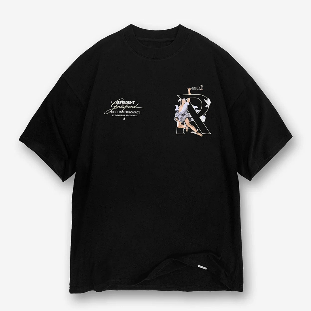 Represent ON SALE58 Represent Hermes T-Shirt And Sky Print Short Sleeve T : Black White Purple S M L - Image 3