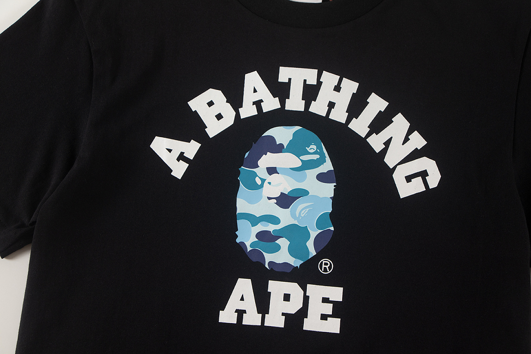 Bape 148 TOP Print Collar Short Sleeve T Black S-XL - Image 16