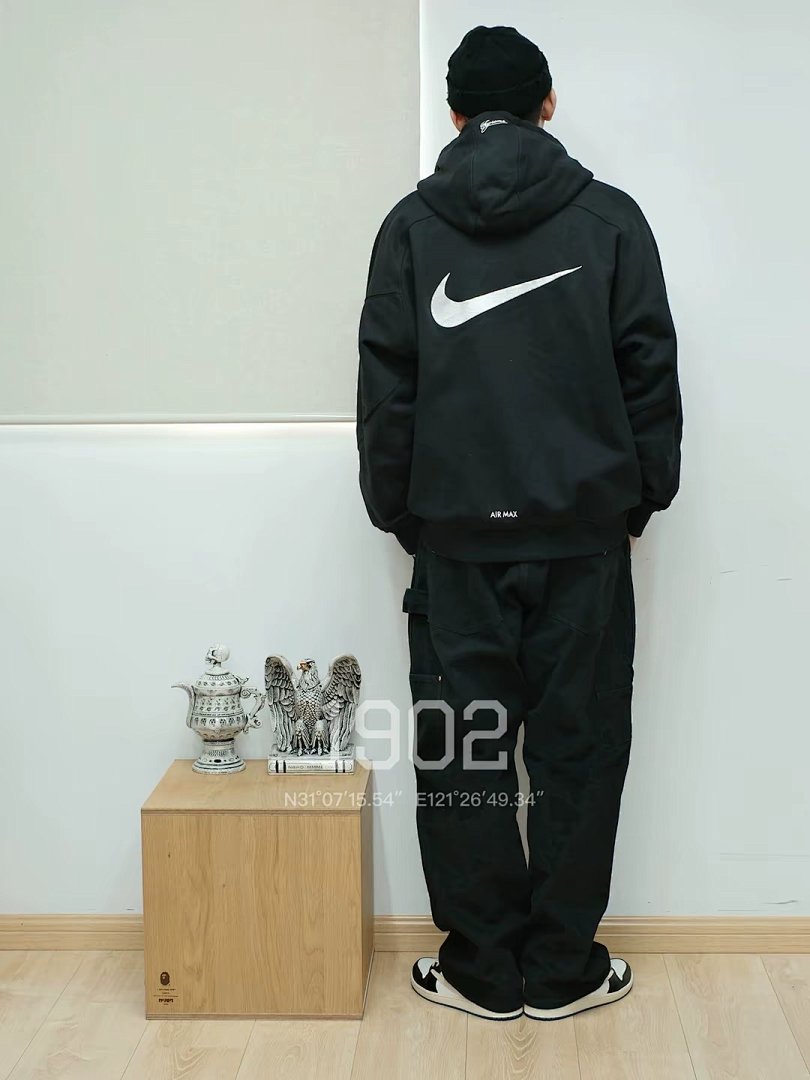 Supreme 398 SWEATSHIRT Embroidered LOGO Wide Black Grey Red S-XL - Image 13