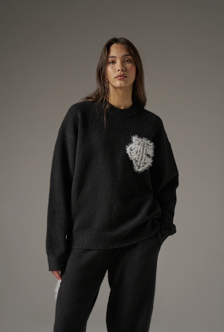Christian Louboutin 198 THECOUTURECLUB Floral Logo Collar Fleece Light Grey Black S-XL T8901# - Image 45