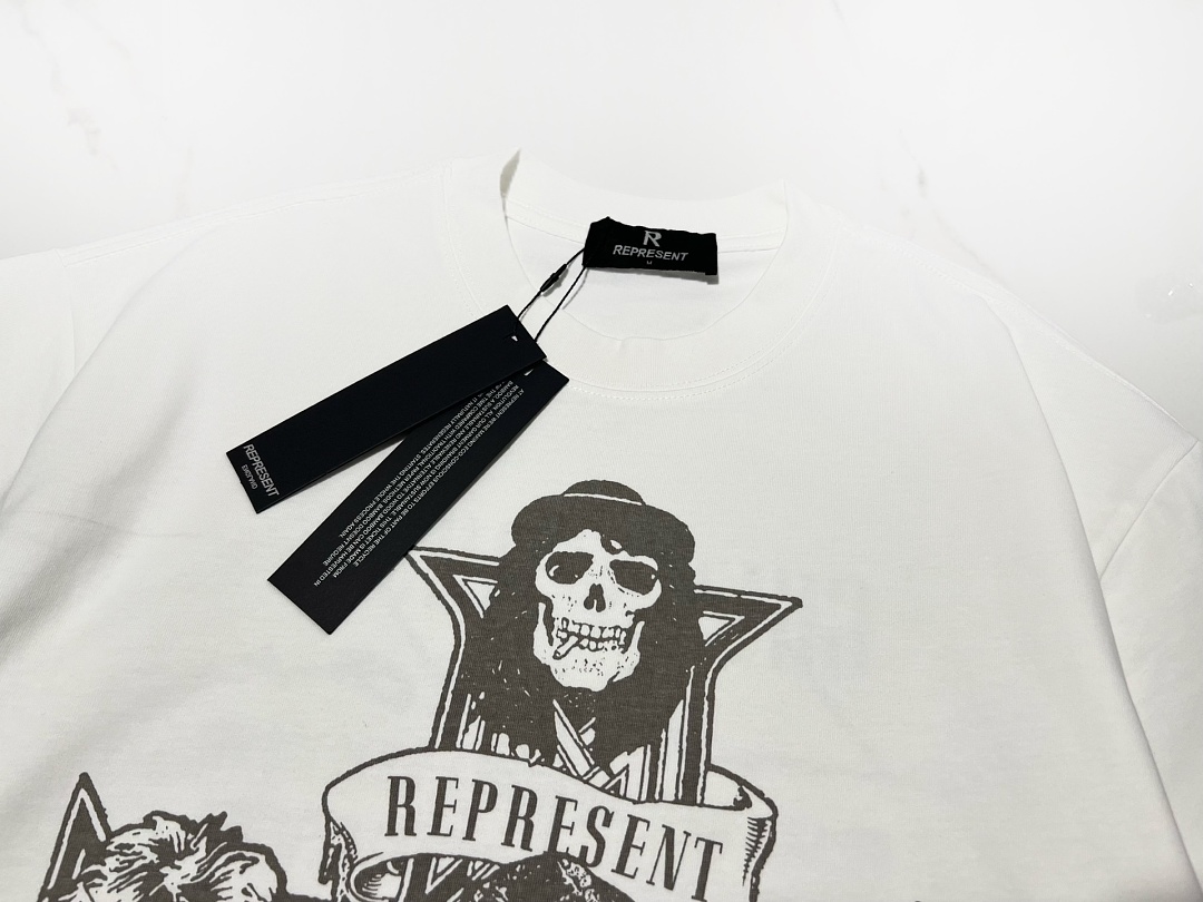 Represent 138 REPRESENT New High Mens Womens Top Wide Short Sleeve : S M L XL Water (White) - Image 7