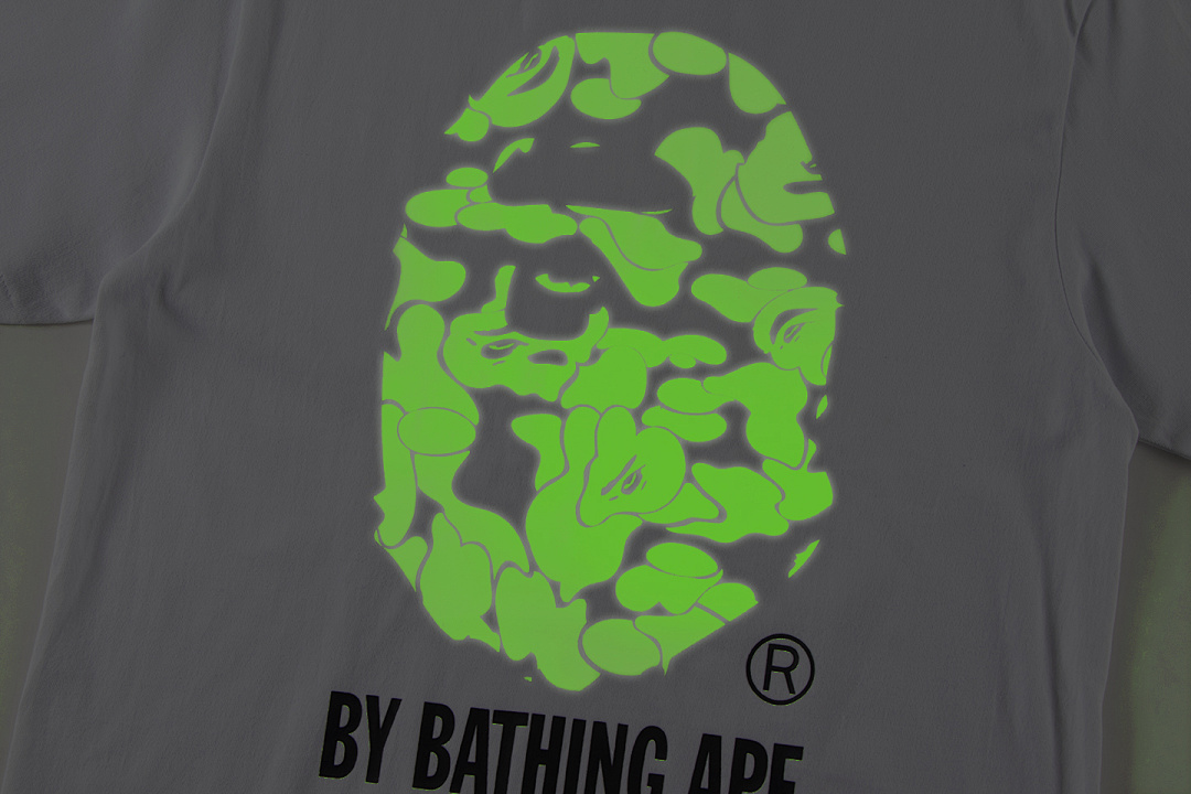 Bape 148 TOP Print Collar Short Sleeve Glow T Black White S-XL - Image 15