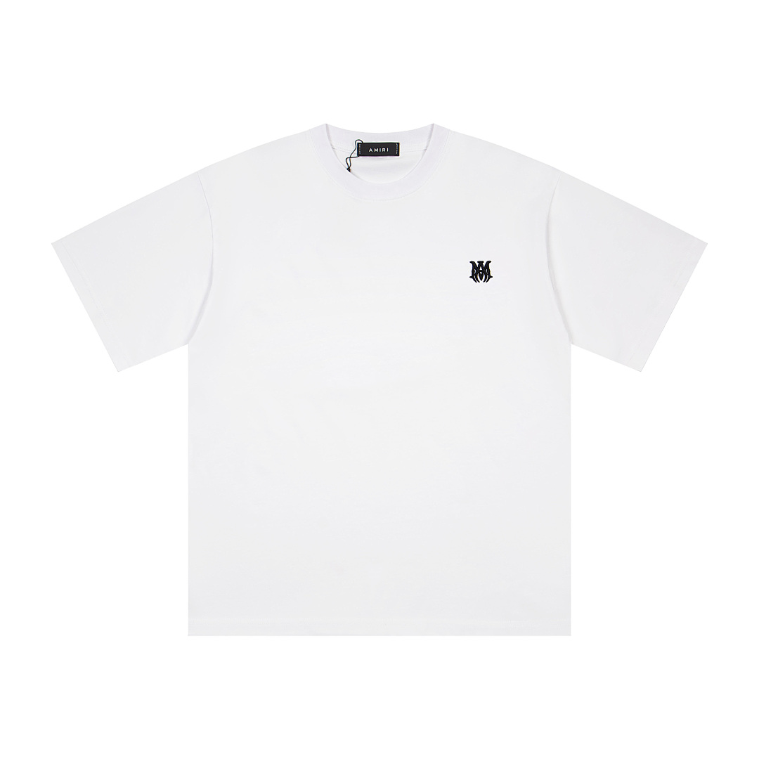 AMIRI 118 Wide Version Model Short Sleeve T Logo Embroidered High Wind Black White S M L XL 9906# - Image 12