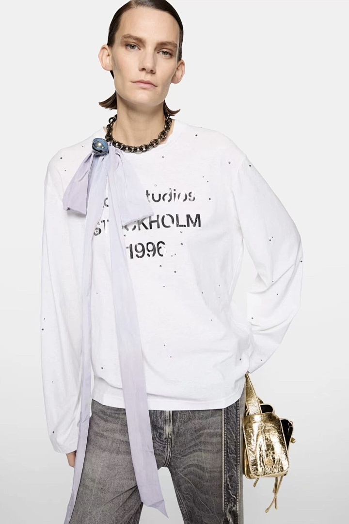 Acne Studios 158 AC Limited Exclusive Rhinestone LOGO Long Sleeve T Pink Black White Mountain Blue S-XL 8206# - Image 68