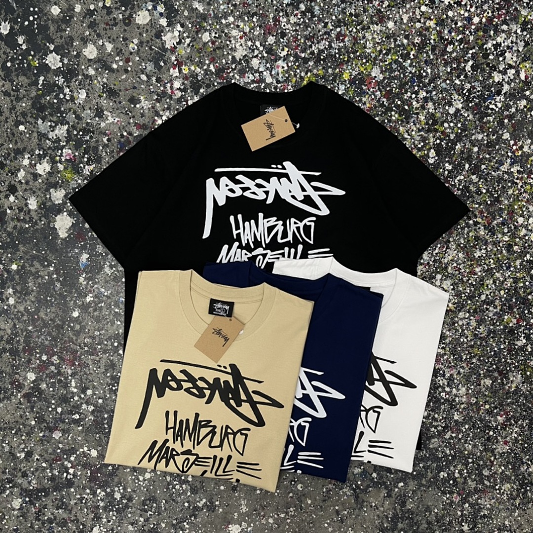 Stussy 108 Stu Reversed Print Short Sleeve T : Black White Apricot S M L XL XXL