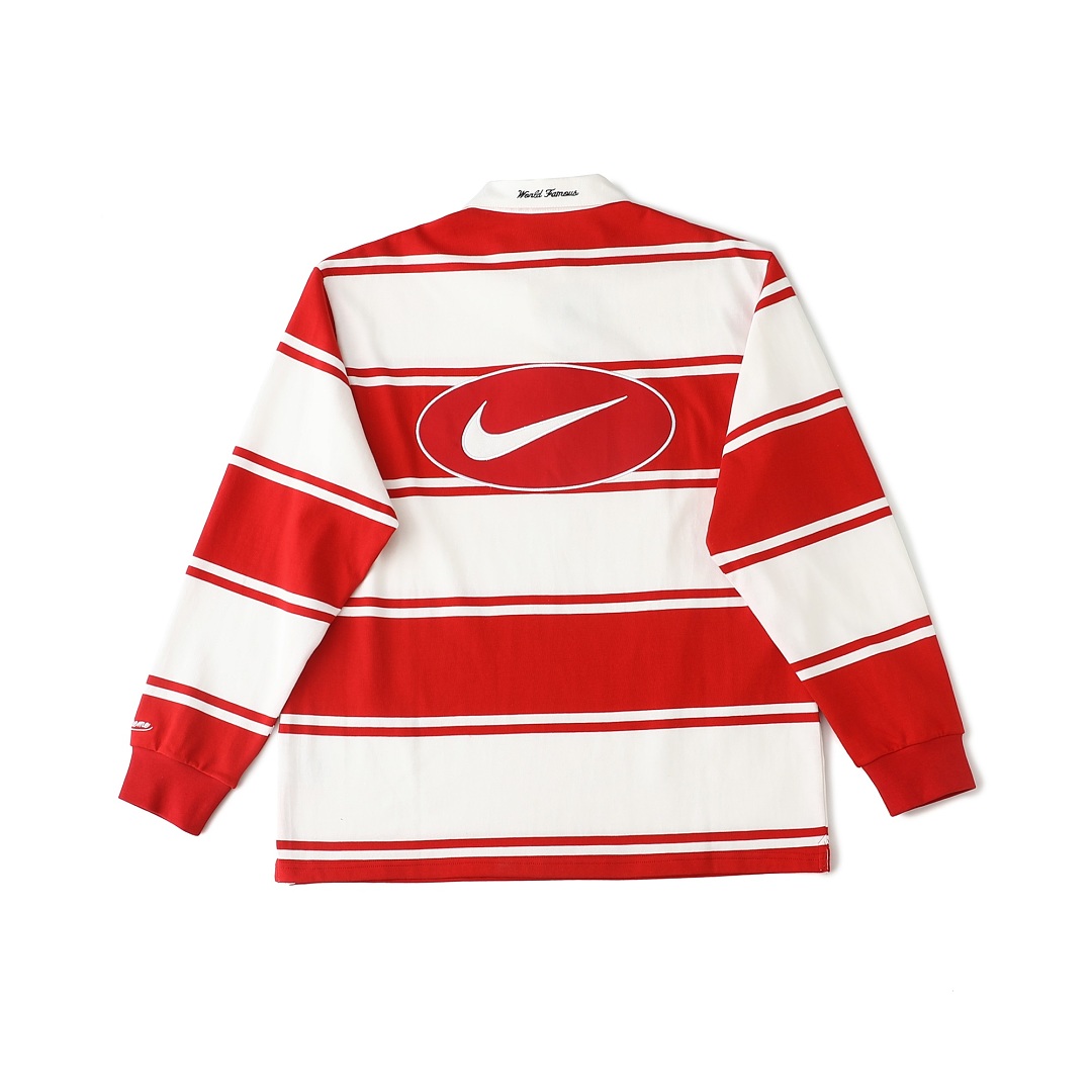 Ralph Lauren 368 Collab SS25 Stripe Rugby Logo Striped Long Sleeve Polo Mens Womens : Black White Red S M L - Image 5