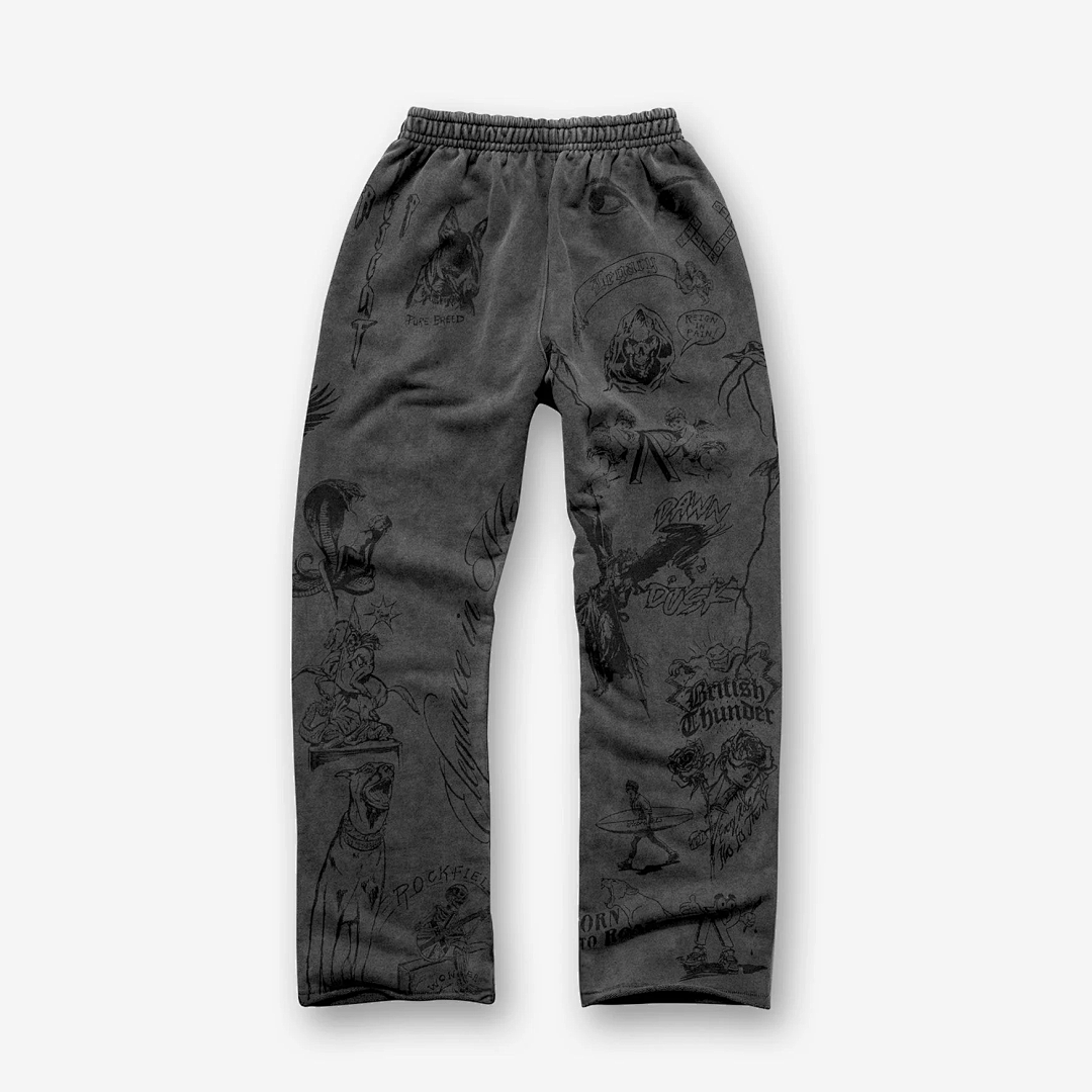 Represent 238 REPRESENT Legacy Sweatpant Print Lace : Washed Black White S M L - Image 4