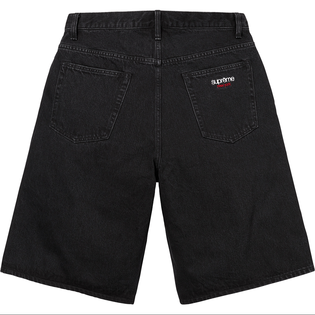 Supreme 268 25SS Baggy Denim Short Wide Single 7 Black Blue 30 32 34 36 - Image 6
