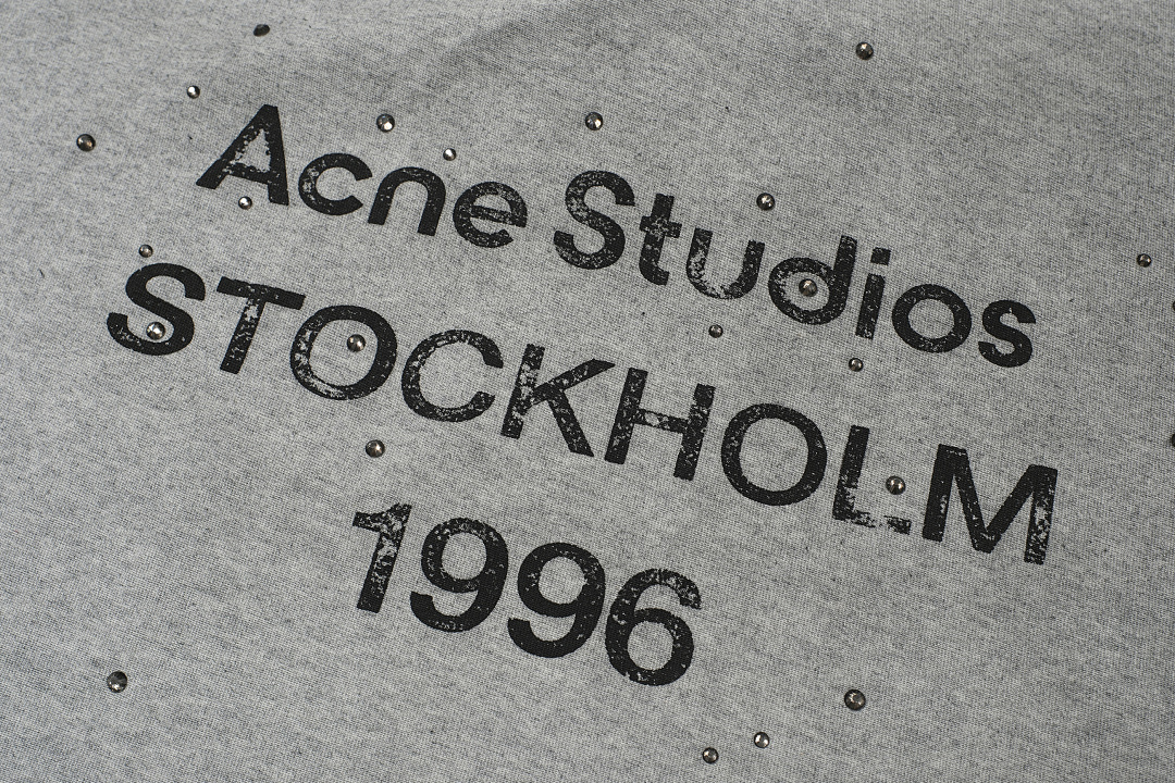 Acne Studios 138 AC Diamond LOGO Print Short Sleeve T White Grey Pink S-XL 8056# - Image 6
