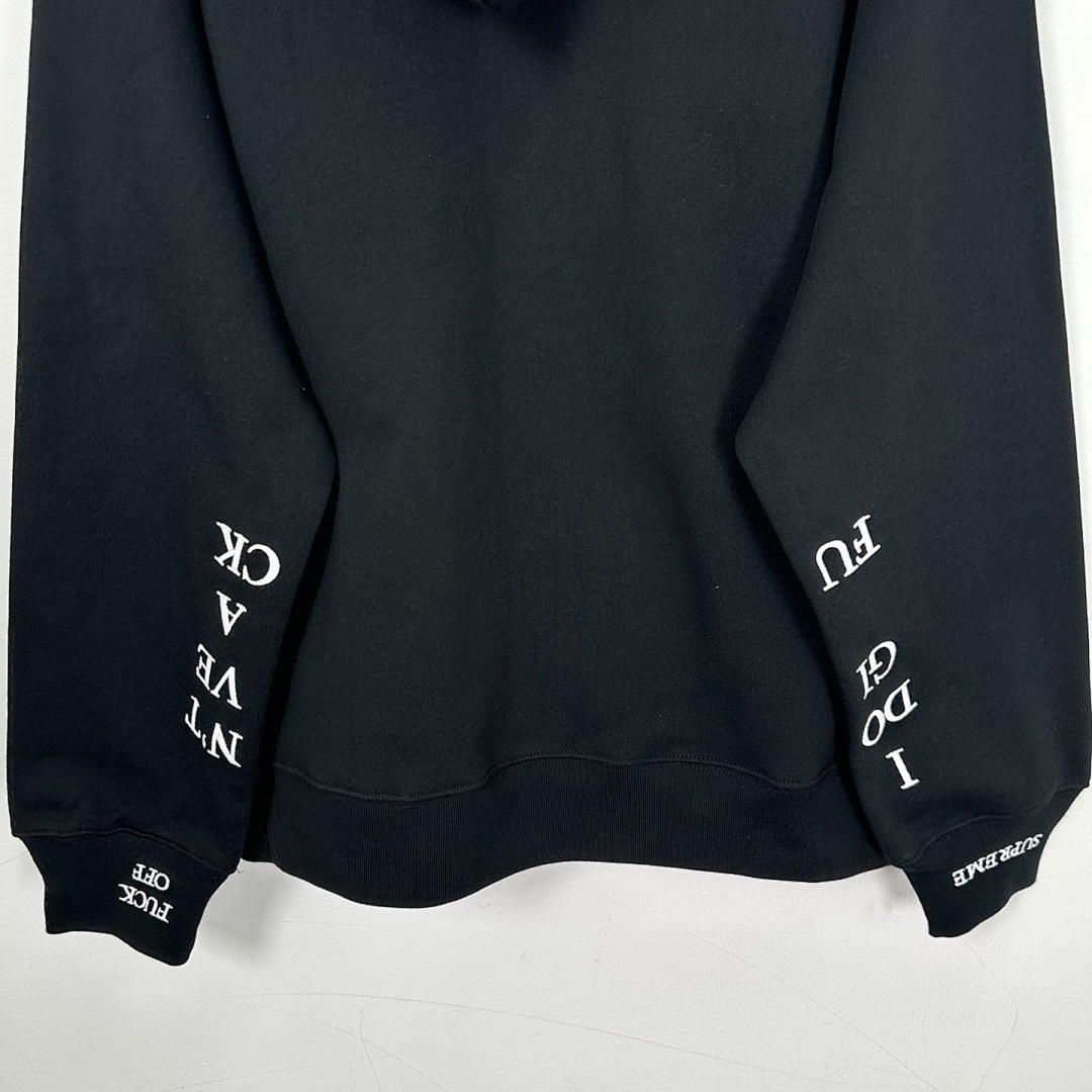Supreme 378 FW25 IDGAF ZIP UP HOODED Embroidered (Black Grey) - Image 9