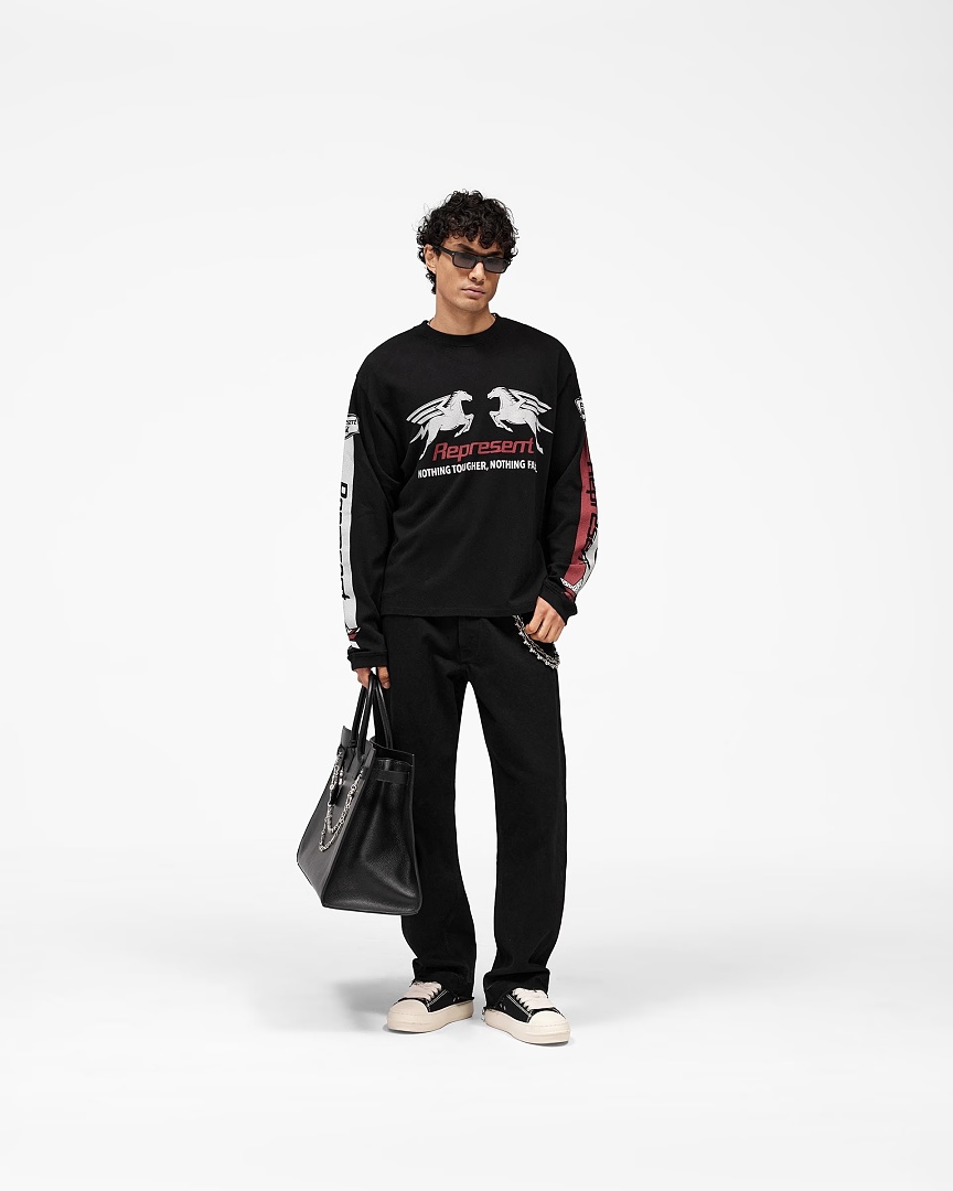 Represent 138 REP Long Sleeve : Black White S M L - Image 15
