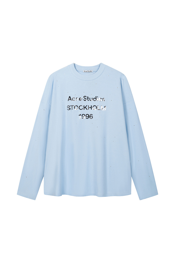 Acne Studios 158 AC Limited Exclusive Rhinestone LOGO Long Sleeve T Pink Black White Mountain Blue S-XL 8206# - Image 51