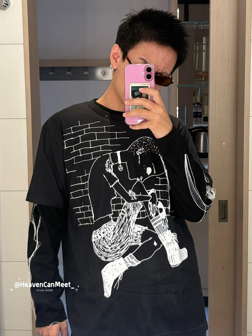 Supreme 128 Mountain Y'S THINKER TEE Print T Black White S-XL - Image 32