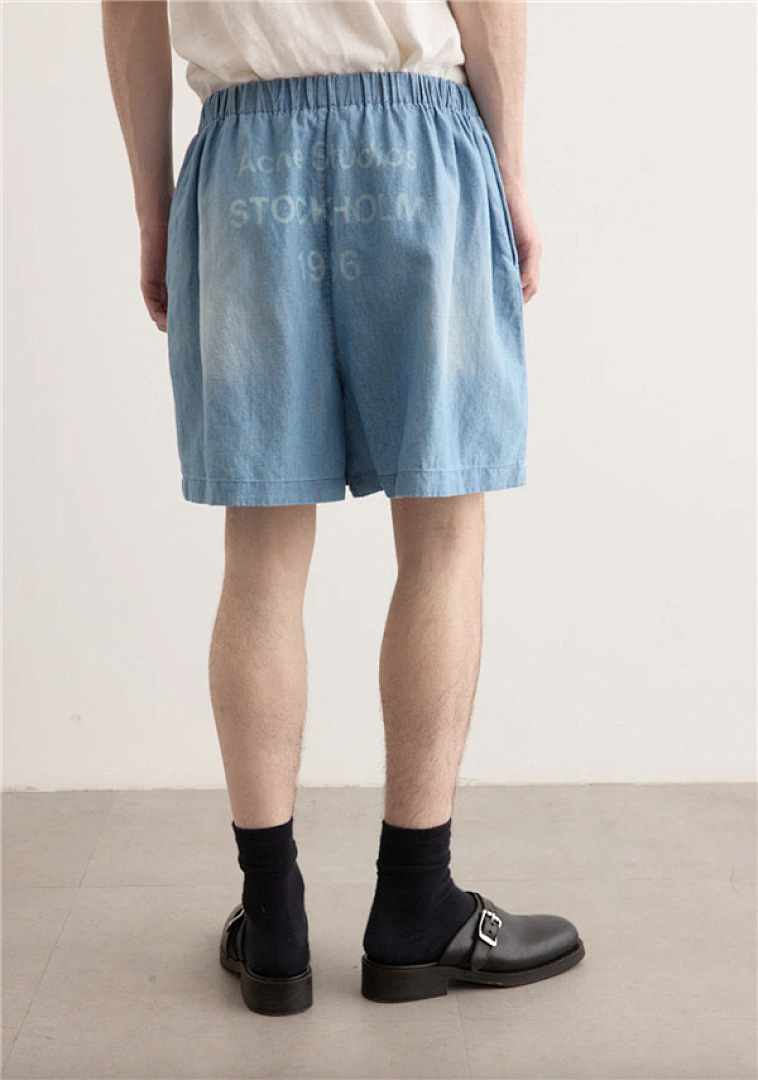 Acne Studios 168 AC LOGO Short Water Blue S-XL 7604# - Image 25