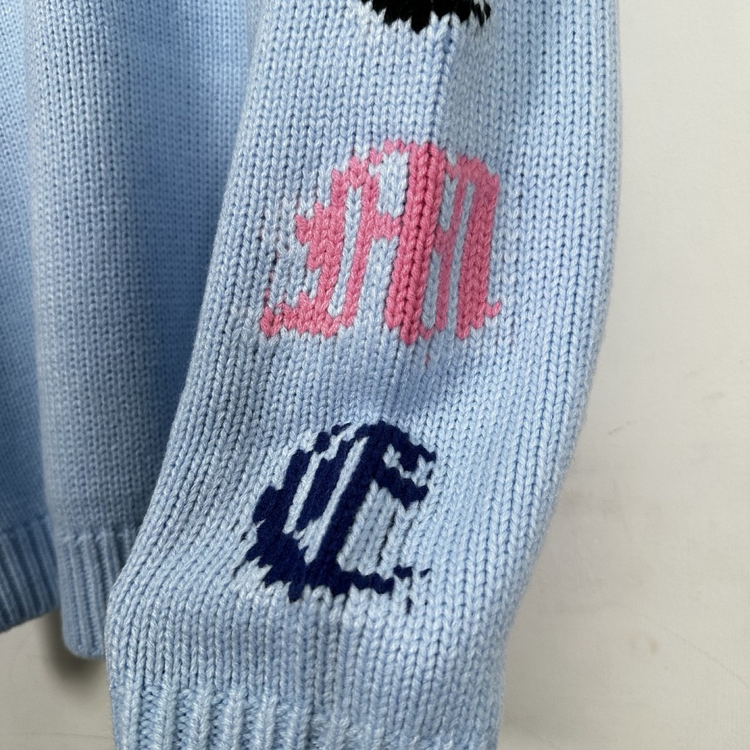 Supreme 338 SS26 OLD ENGLISH SLEEVES SWEATER Fleece Collar Black Sky Blue S - Image 21