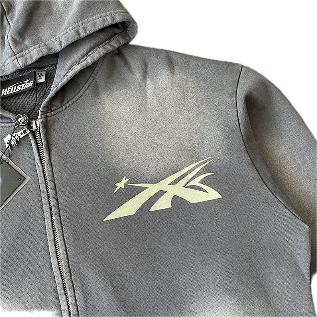 Hellstar 268 Hellstar Studios Sports Zip Up Hoodie Big Logo Water Solid Cotton Grey S-M-L-XL - Image 4