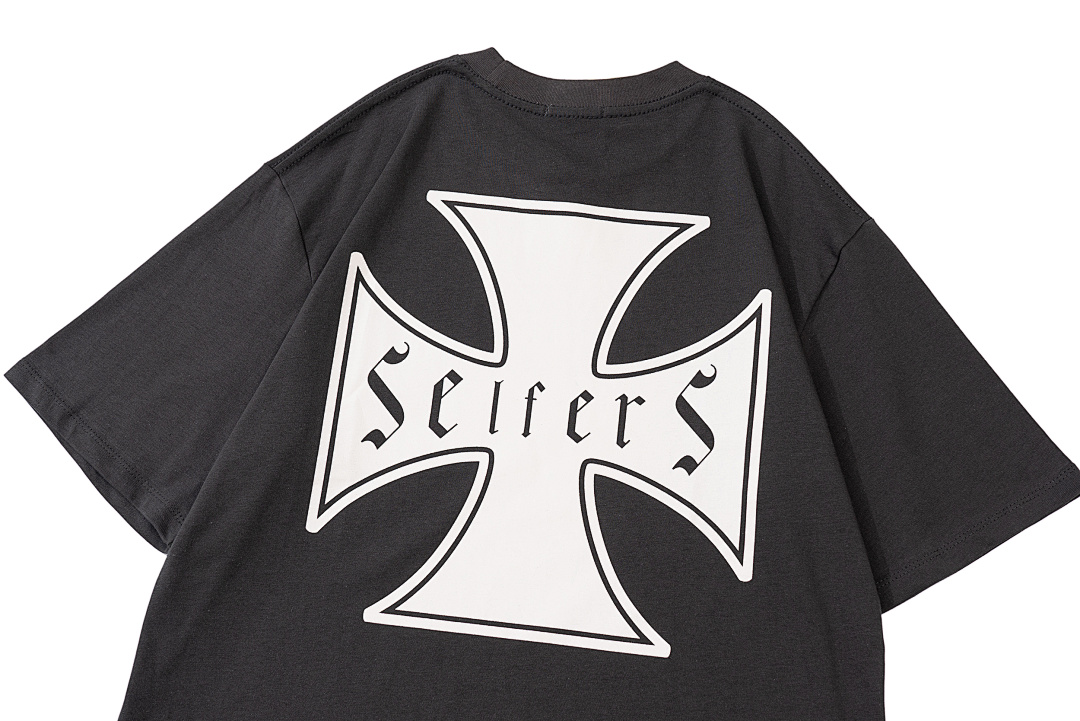 Unbranded 98 ASKYURSELF V9 SELFERS CROSS T Chris Print Short Sleeve Black S-XL 4047# - Image 6