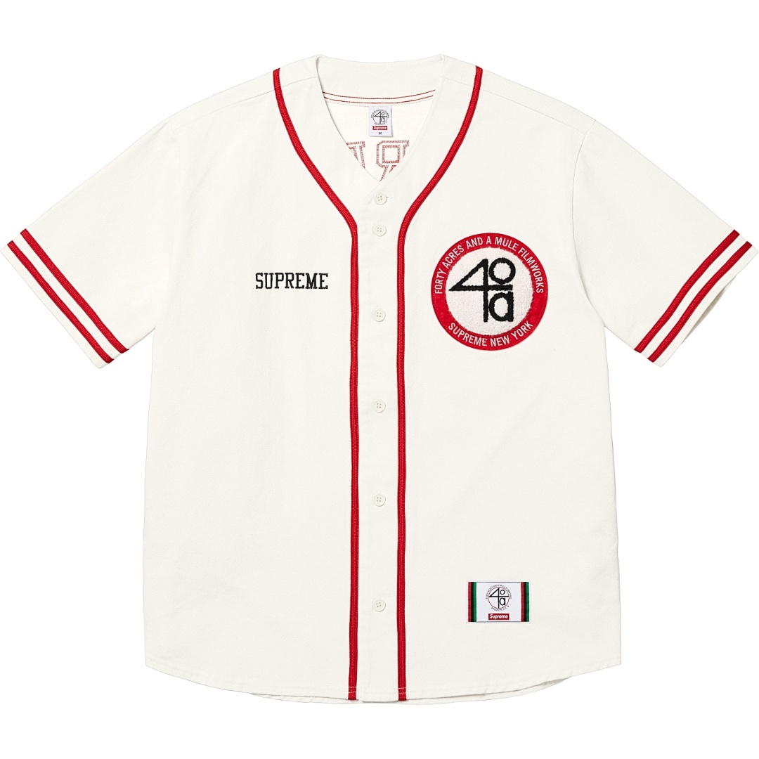 Off-White 268 SS25 40 Acres Twill Baseball Jersey LOGO Short Sleeve Black Off White S-XL - Image 8